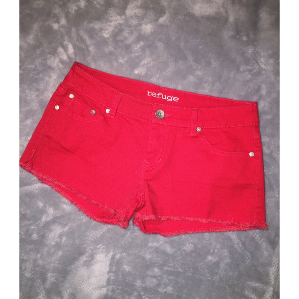 Red Charlotte Russe Fringe Shorts