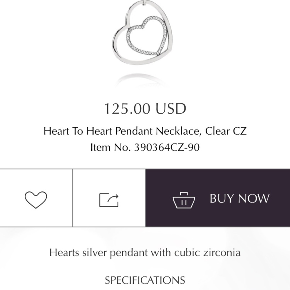 PANDORA Heart to Heart Pendant with Necklace