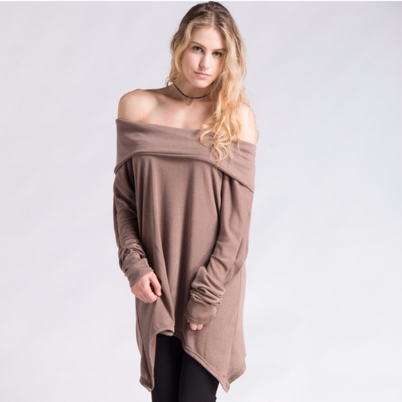 5/$25 LAST ONE! Off shoulder oversized tunic - Picture 2 of 3