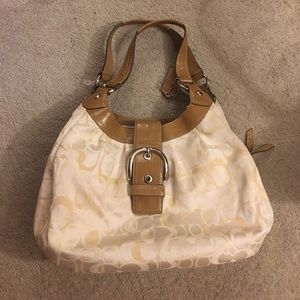 Ivory and tan coach bag