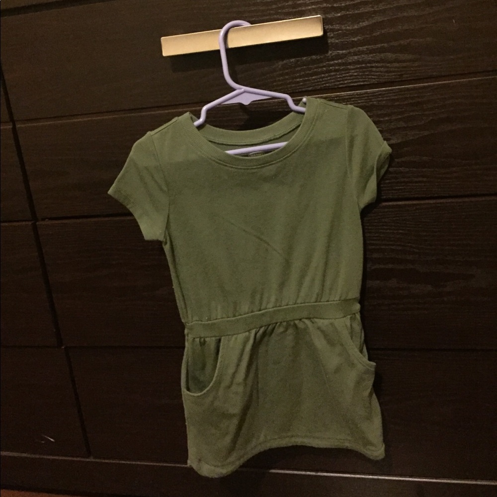 Army green toddler dress