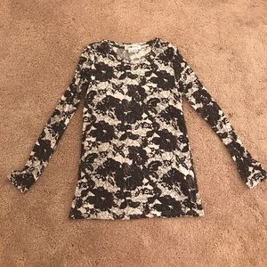 Lace Print Long Sleeve Tee