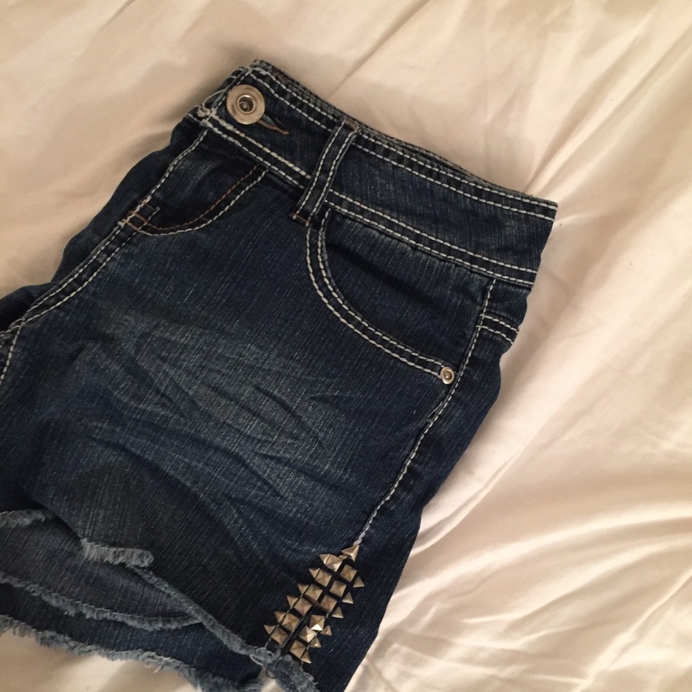 Studded Denim Shorts