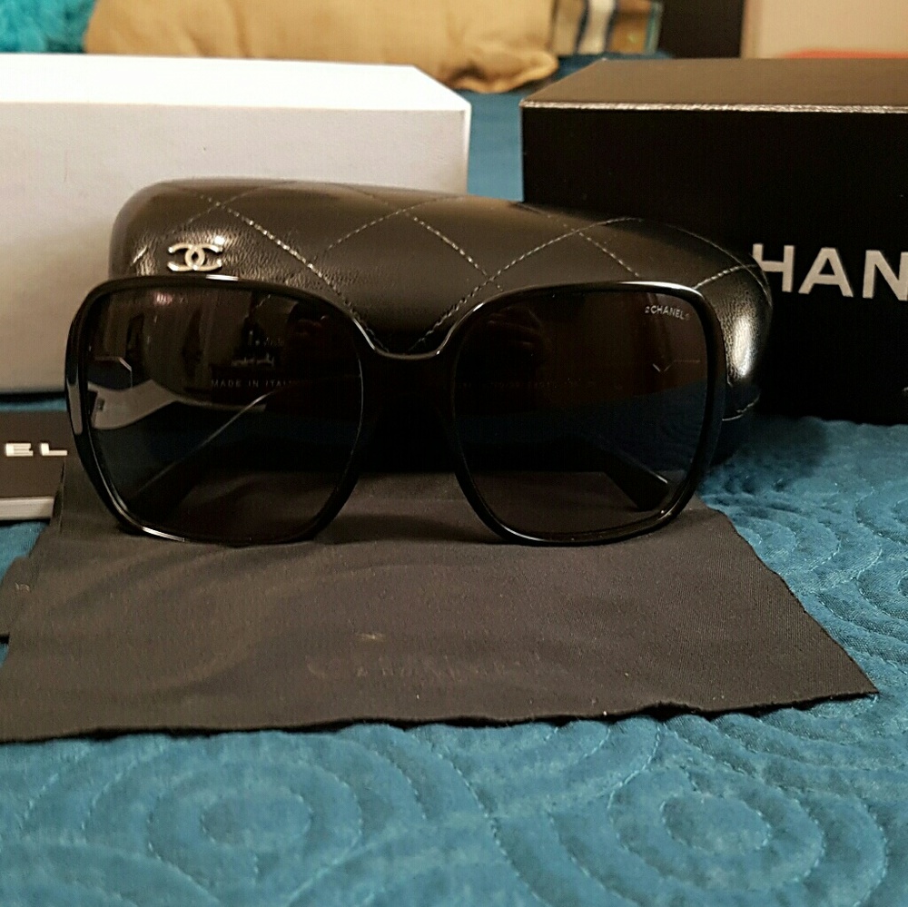 Authentic Chanel black gradient sunglasses