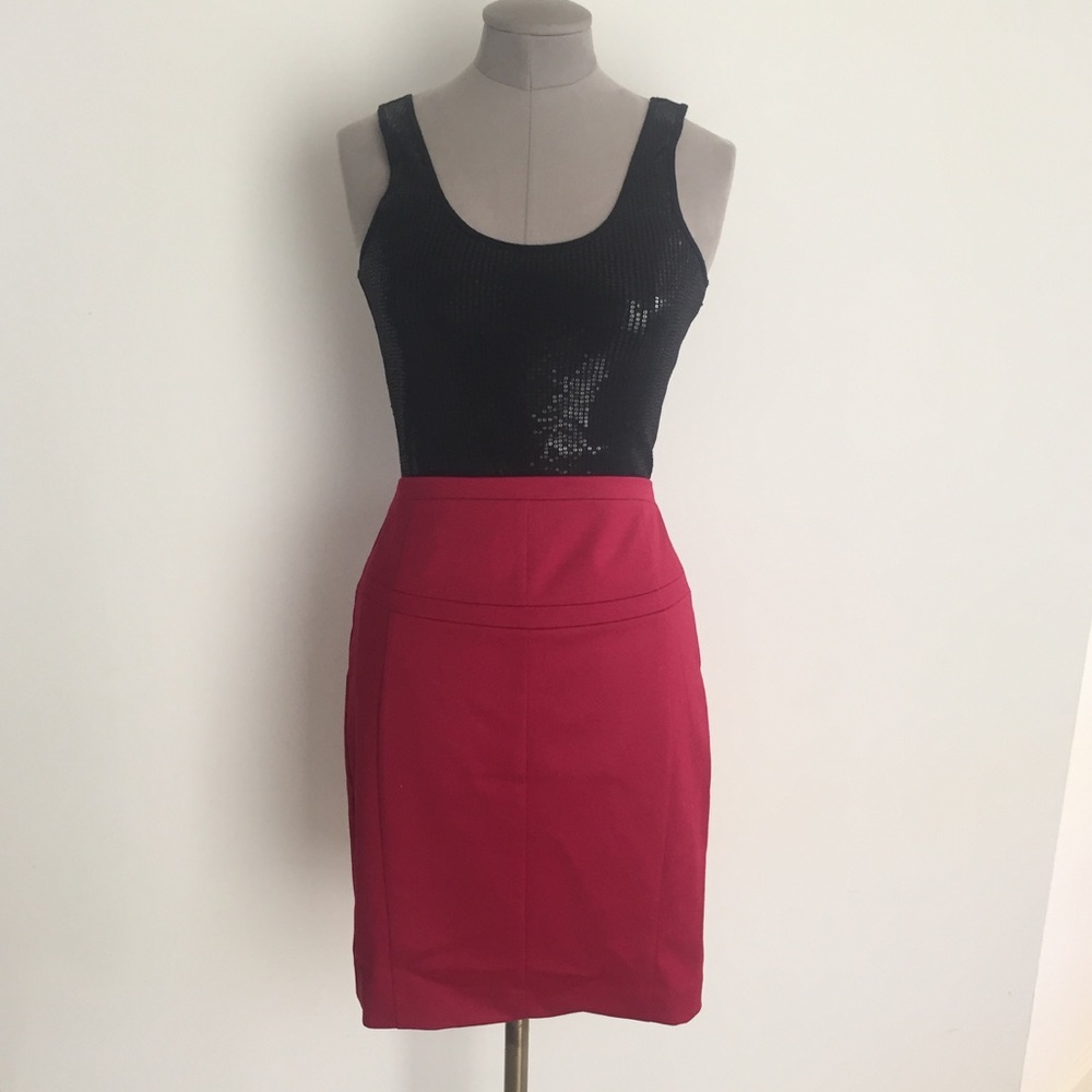 Express Design Studio Pencil Skirt-Red
