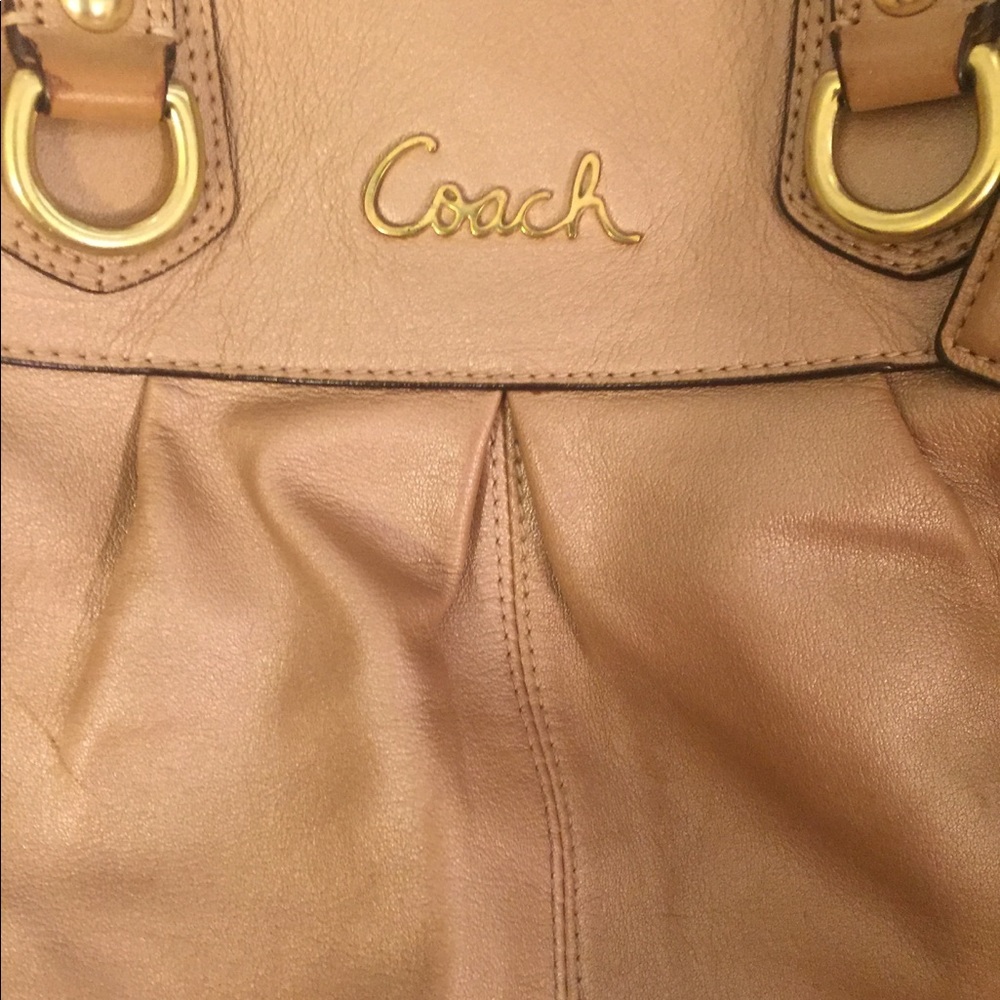 Rose Gold/ Mauve Coach Purse with Gold Hardware