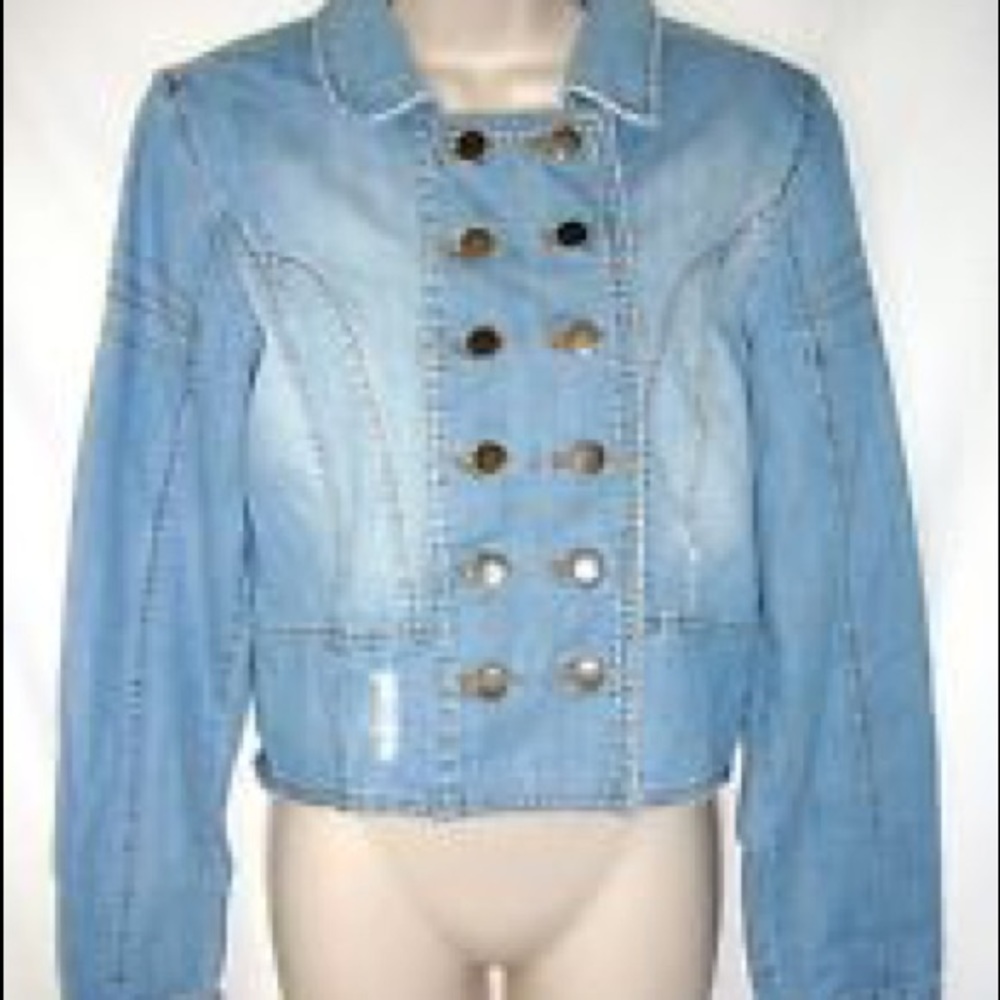 Dollhouse double-breasted crop jean jacket