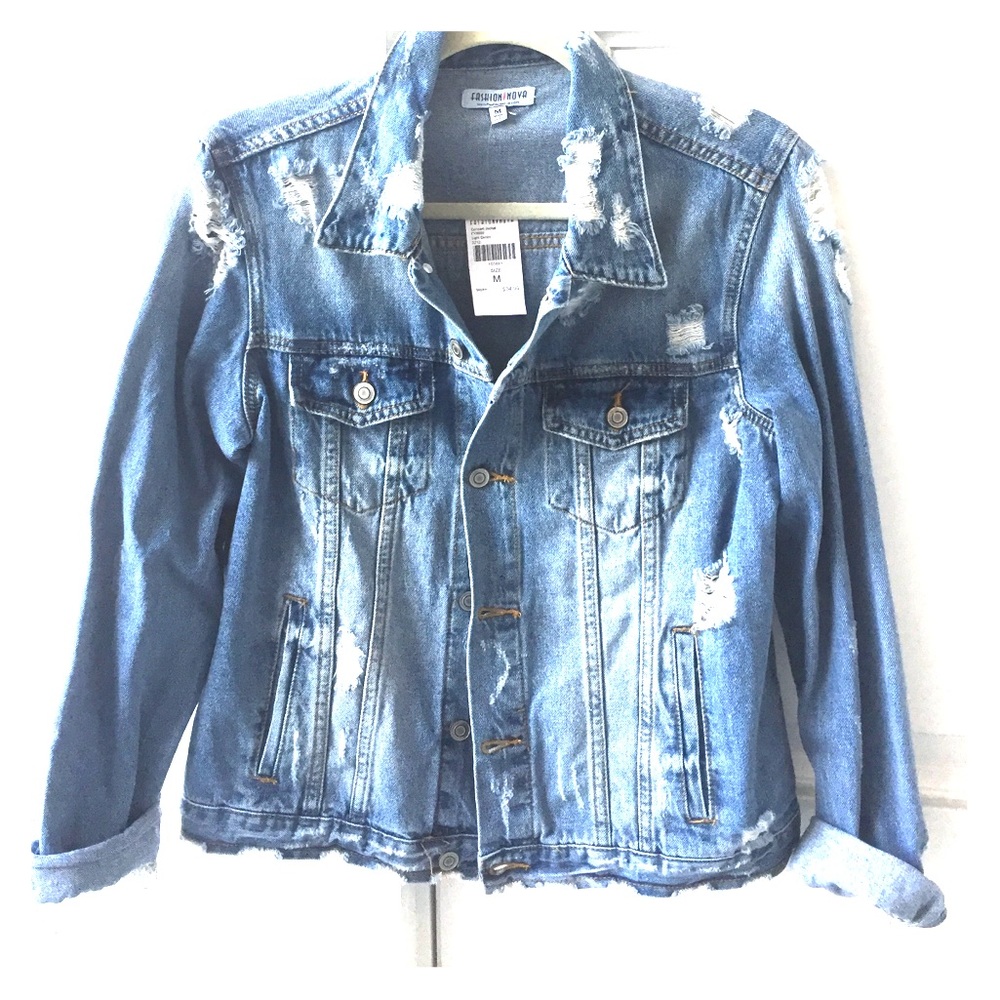 Fashion Nova distressed denim jacket