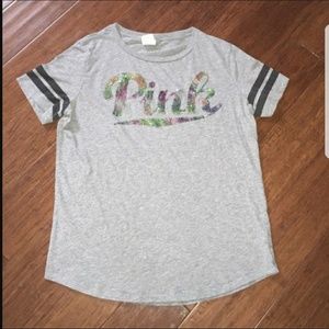 vs pink rainbow bling tee