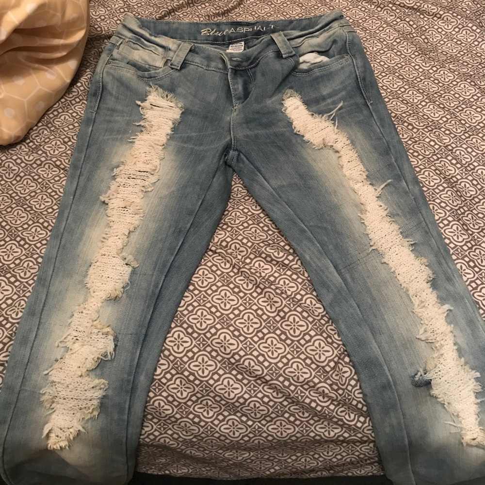 Blue asphalt destroyed size 7