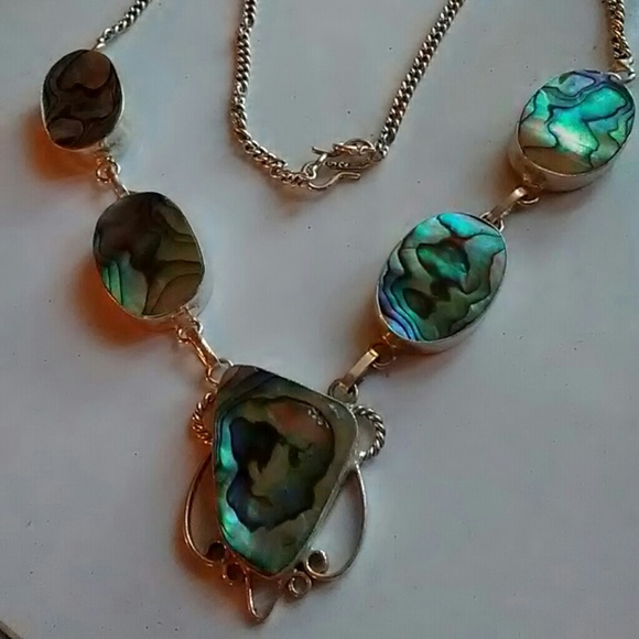 Silver plated Abalone necklace - Picture 1 of 3