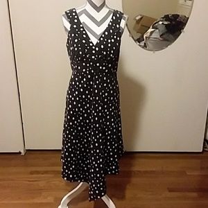 Fun Flirty black & white silk  polka dot dress