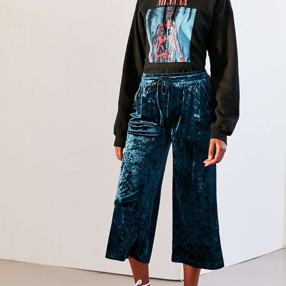 Urban outfitters crushed velvet culotte