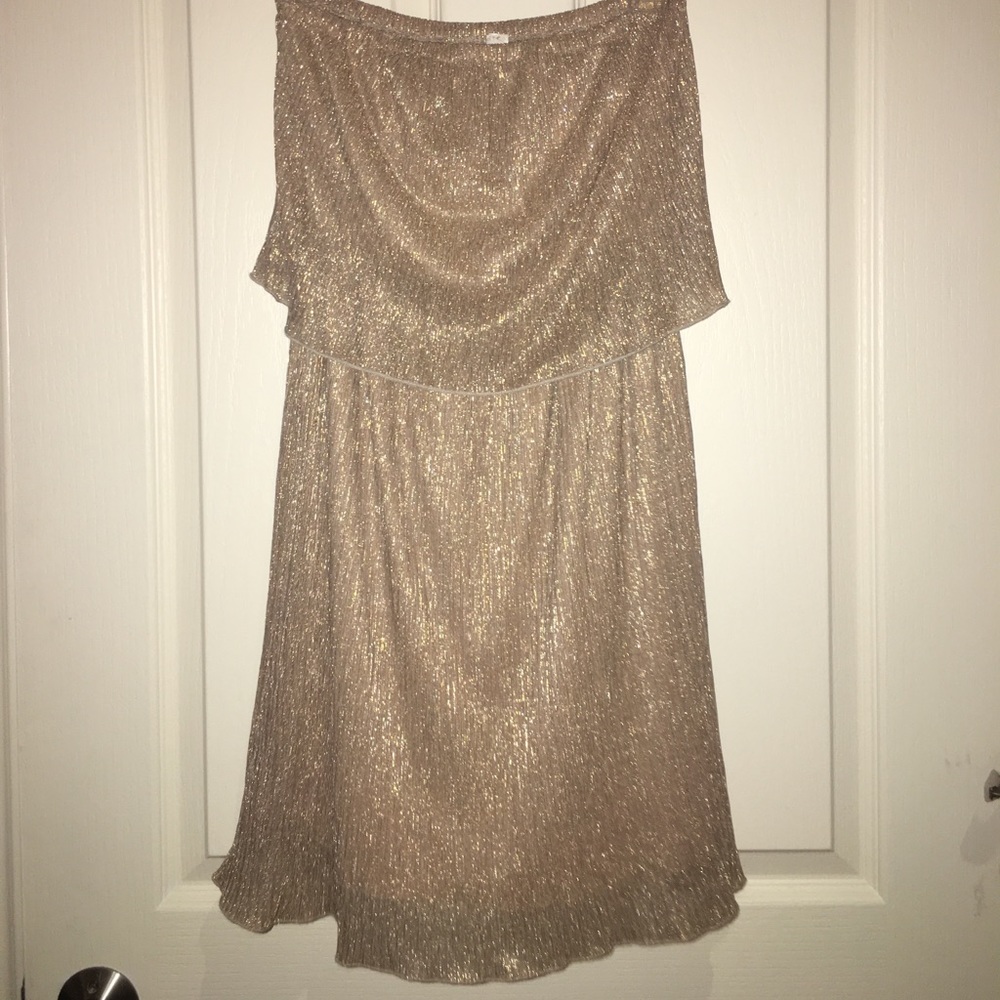 Strapless gold dress