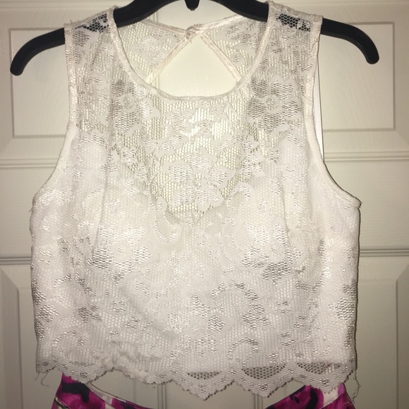 White/ Pink Floral Two Piece 2017 Prom Dress - Picture 1 of 5