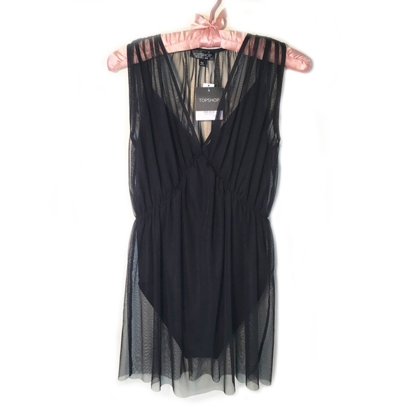 Topshop Other - TOPSHOP Tulle Overlay Bodysuit Size 4