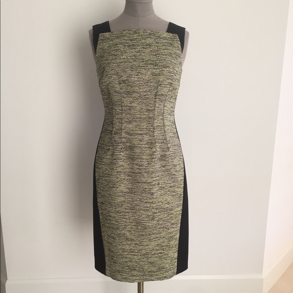 Green and Black tweed Tahari Dress