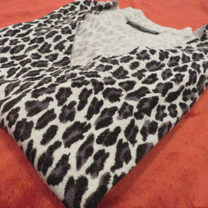 Express Leopard Print V-Neck Sweater