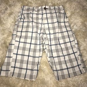 Boys checkered blue and white shorts