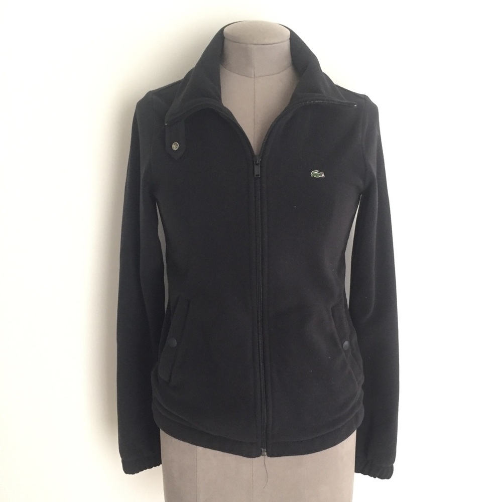 NEW Lacoste Zip up Fleece Jacket-Black