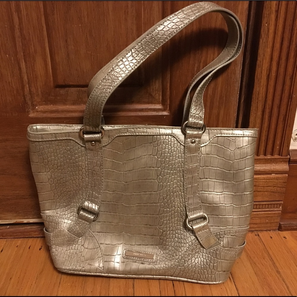 Nine West Silver Embossed Leather Purse