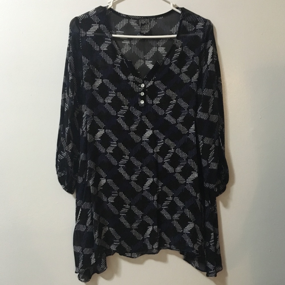 Casual Studio Navy Blue Sheer Blouse