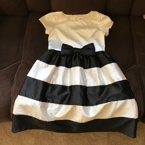 Black/Ivory Striped Satin Dress