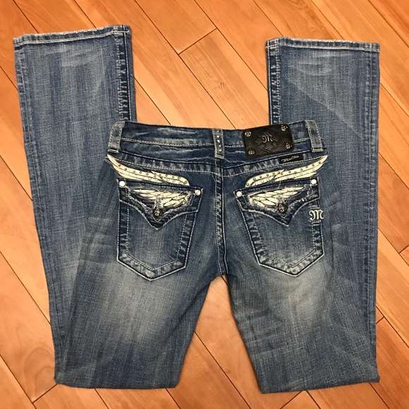 Miss Me Denim - Miss Me Jeans Distressed 26 Boot Cut Jeweled Wings