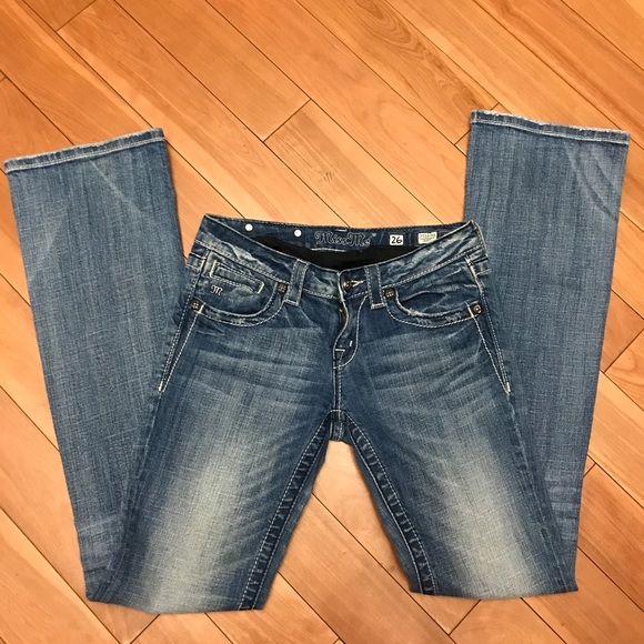 Miss Me Jeans Distressed 26 Boot Cut Jeweled Wings - Picture 3 of 8