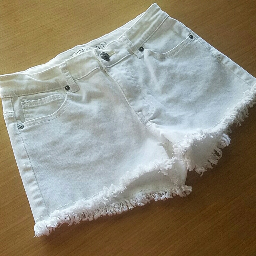 White Denim Shorts w/ Lace Pockets