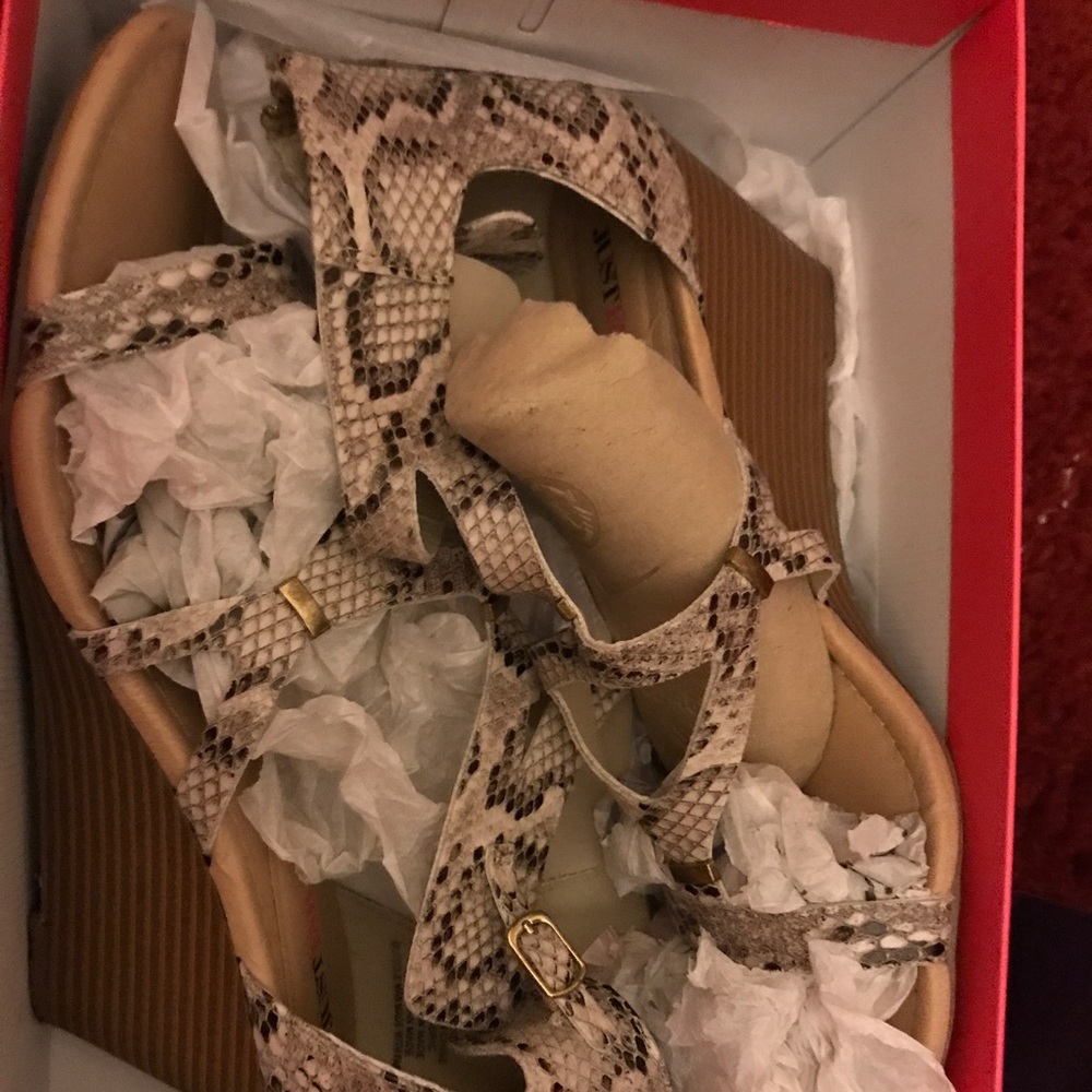 Snake skin strappy wedges