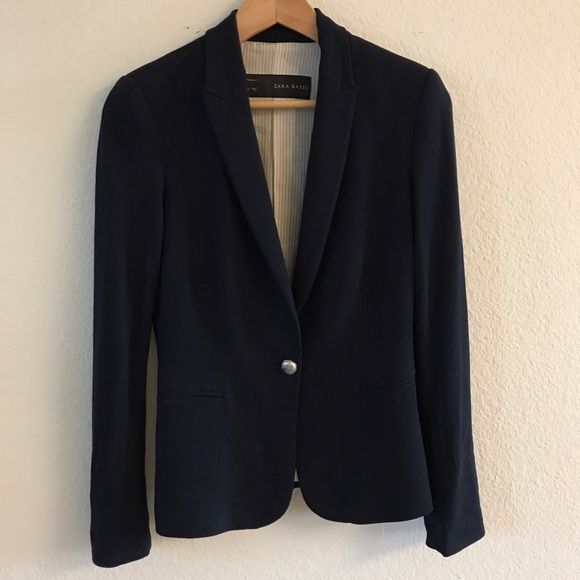 Zara Jackets & Blazers - Zara Basic navy blue jacket blazer XS