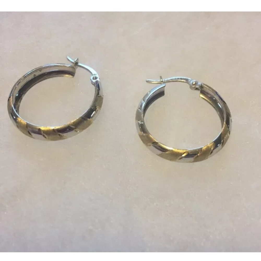 Vintage HOOP EARRINGS 9.25 SILVER/14k Gold 2-tone