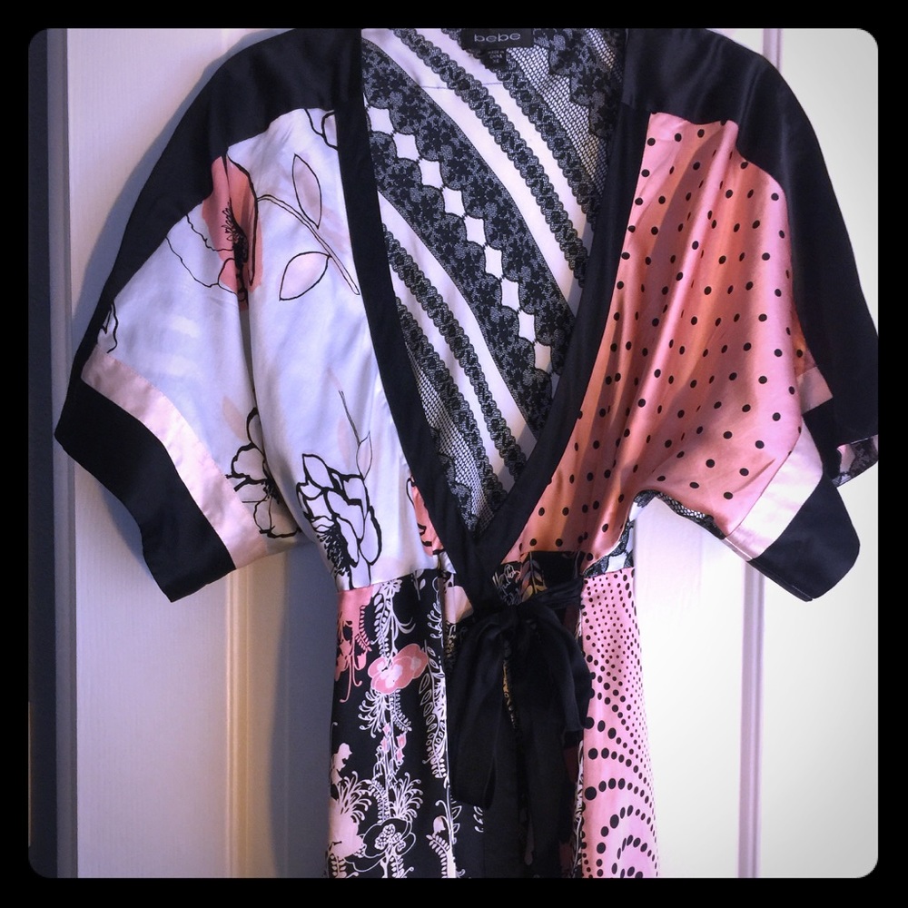 Bebe satin kimono wrap top. Worn one time.