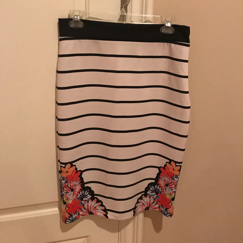 Striped and floral skirt.