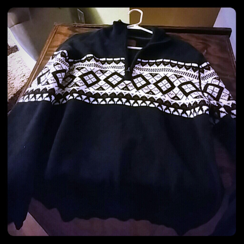 St. John Navy, red and white sweater w/ Zipper