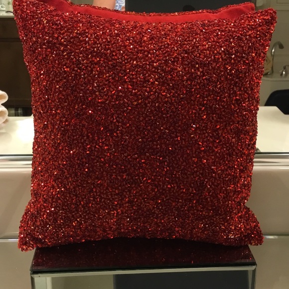 Horchow Other - Red Beaded Toss Pillow