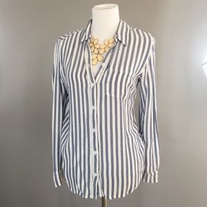 Soft Blue and White Striped Button Down