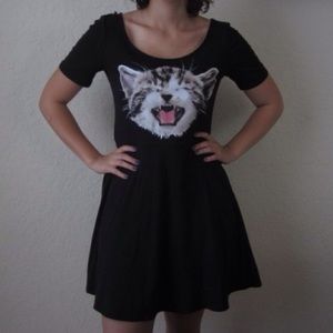 cat face skater dress