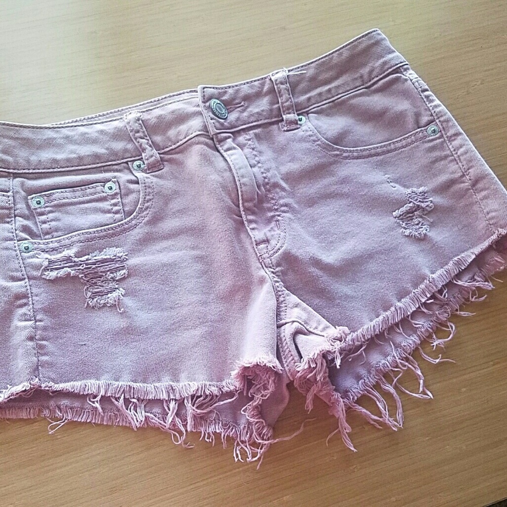 AE Faded Berry Denim Shorts
