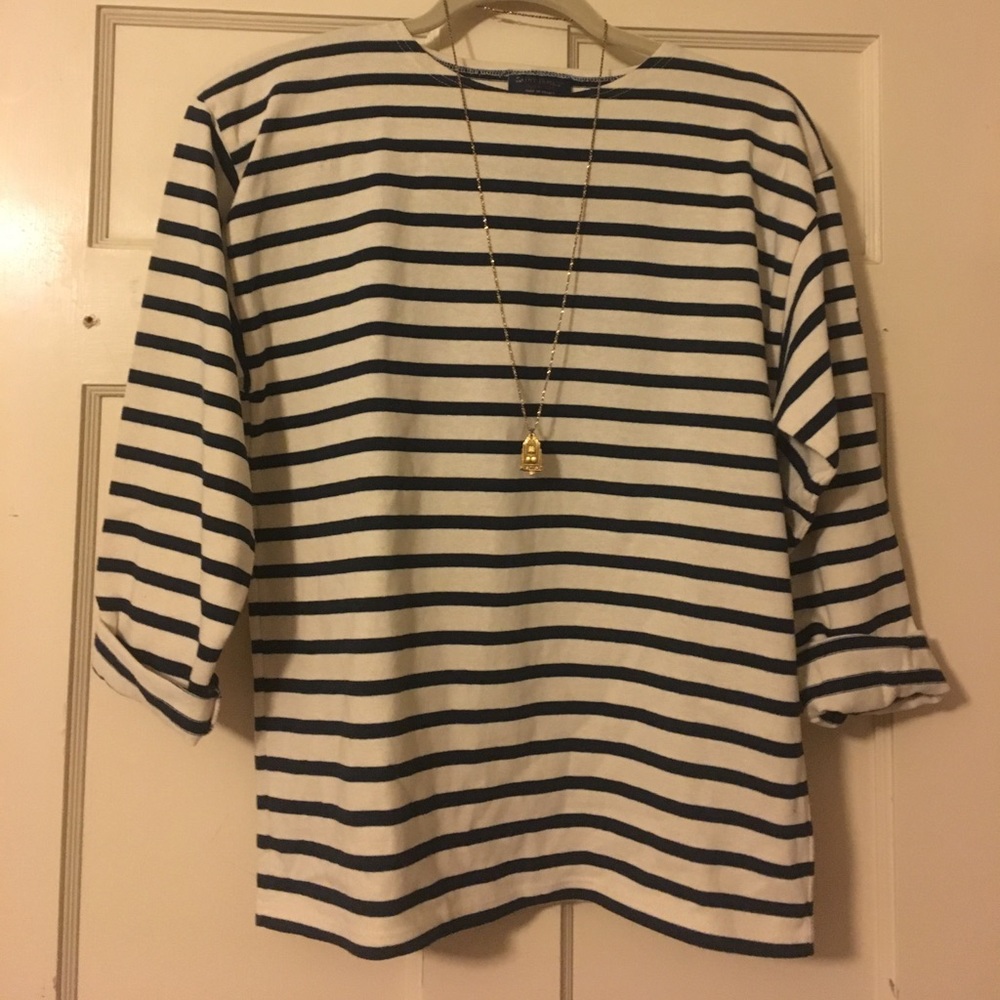 Saint James navy and cream striped top