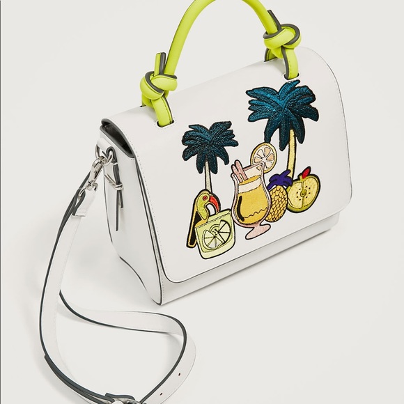 Sold Zara embroidered tropical city bag palm - Picture 2 of 8
