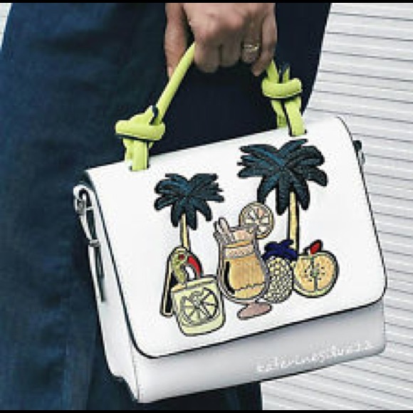 Sold Zara embroidered tropical city bag palm - Picture 4 of 8