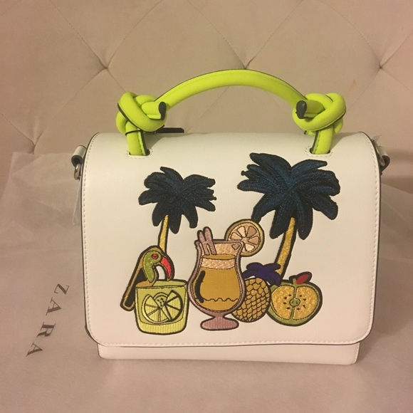 Sold Zara embroidered tropical city bag palm - Picture 7 of 8