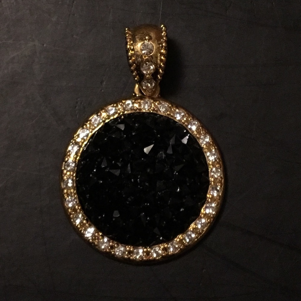Lia Sophia Gold and Black Stone Pendant