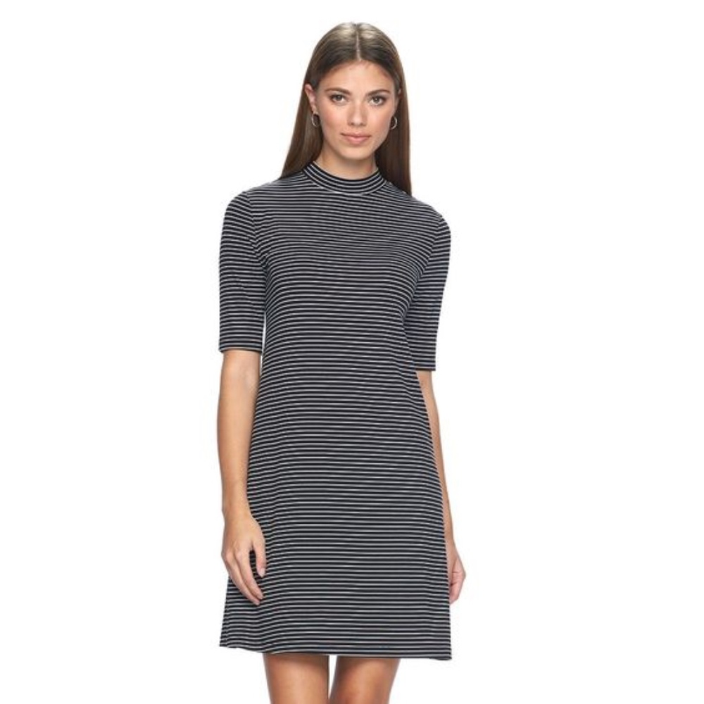 APT. 9 Mockneck A-Line Shift Dress Black NWT