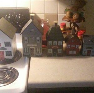 Primitive village 5 pc canister set
