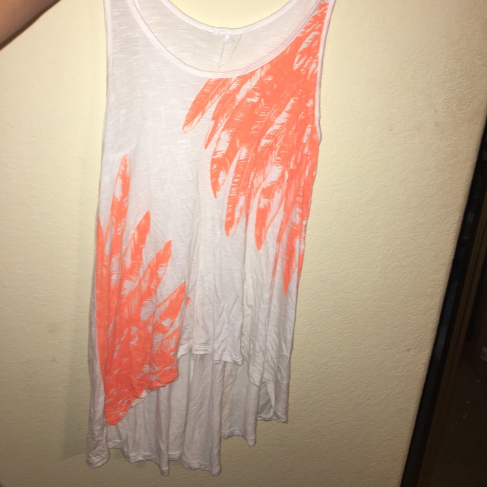 White and orange feather top