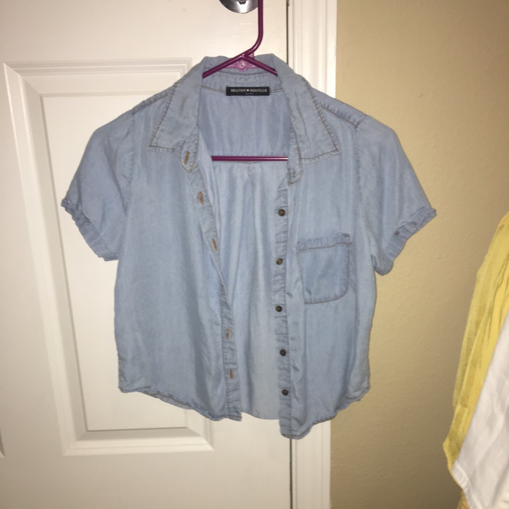 Crop top chambray shirt