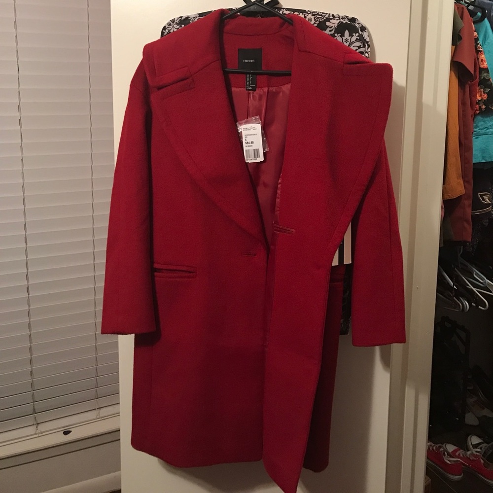Forever 21 Oversized Coat Red